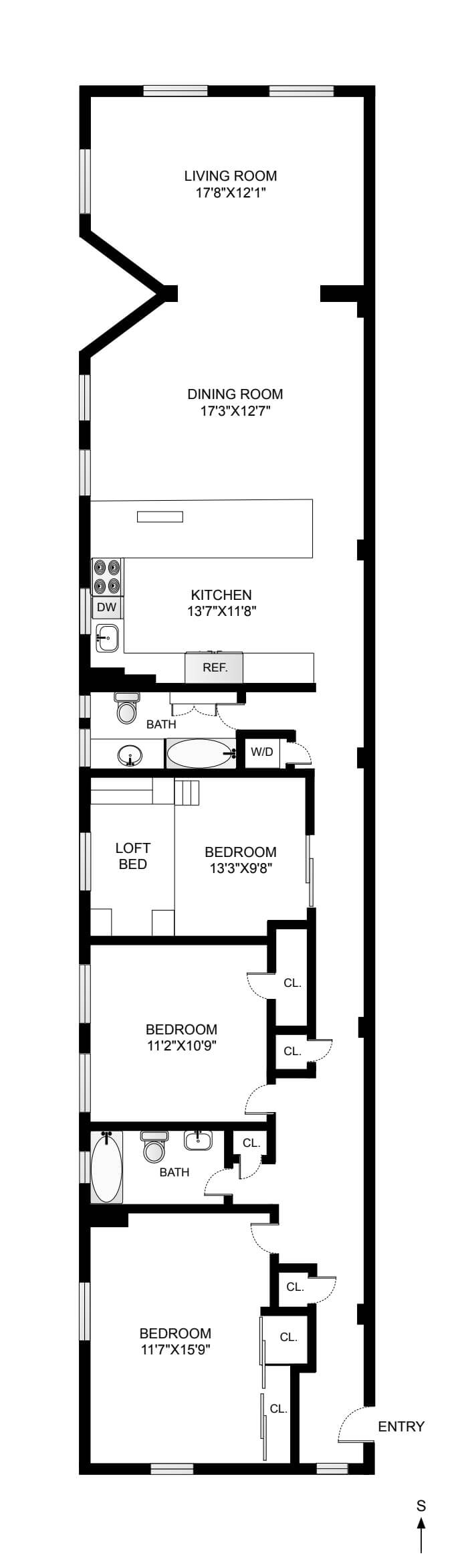 floorplan of apt 31 275 clinton avenue