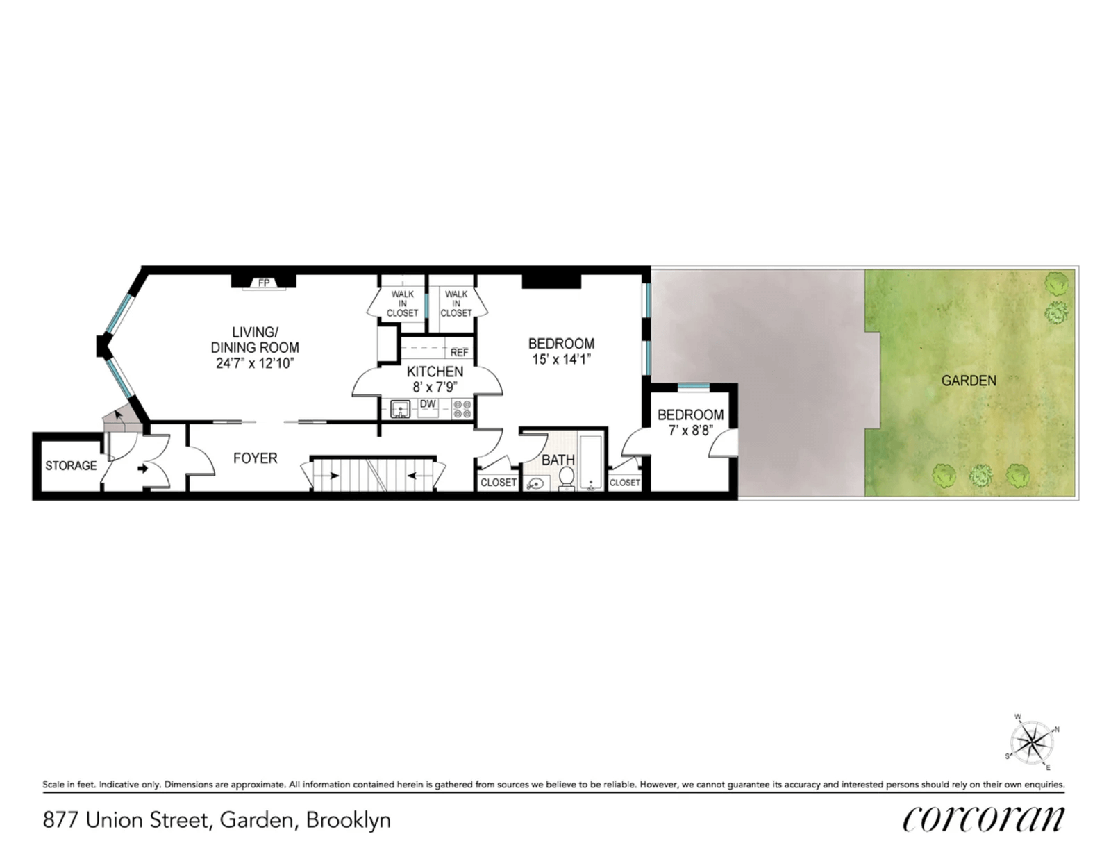 floorplan of garden apartment at 877 union