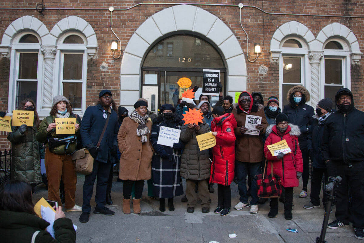 tenants outside of building