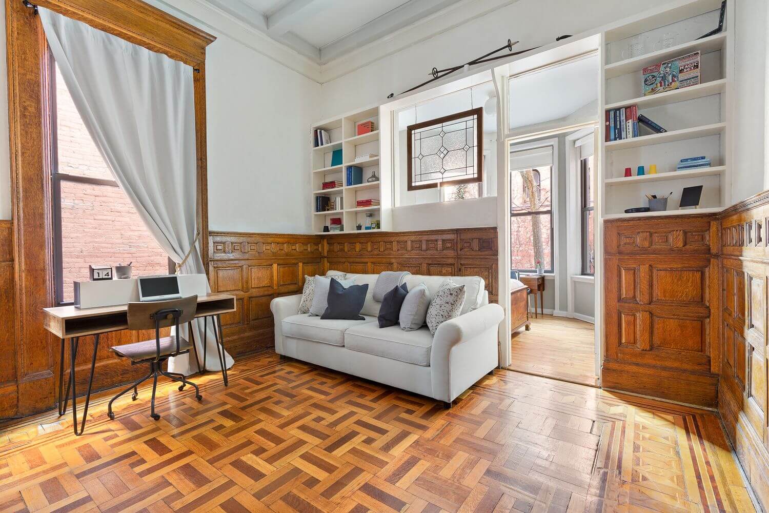 Compact Unit in Park Slope Chiclet Mansion With Basketweave Floors, Built-ins Asks $625K