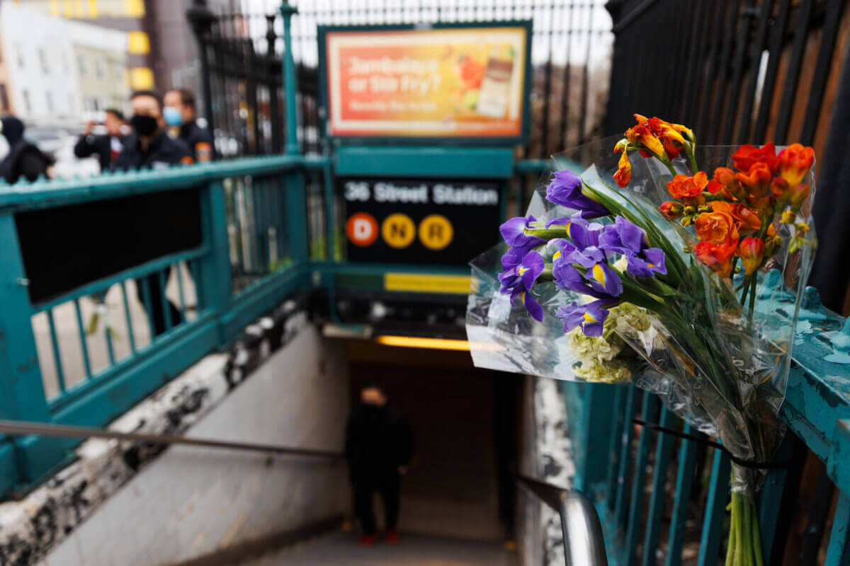 flowers at subway station