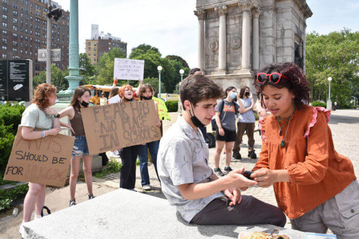 students at rally