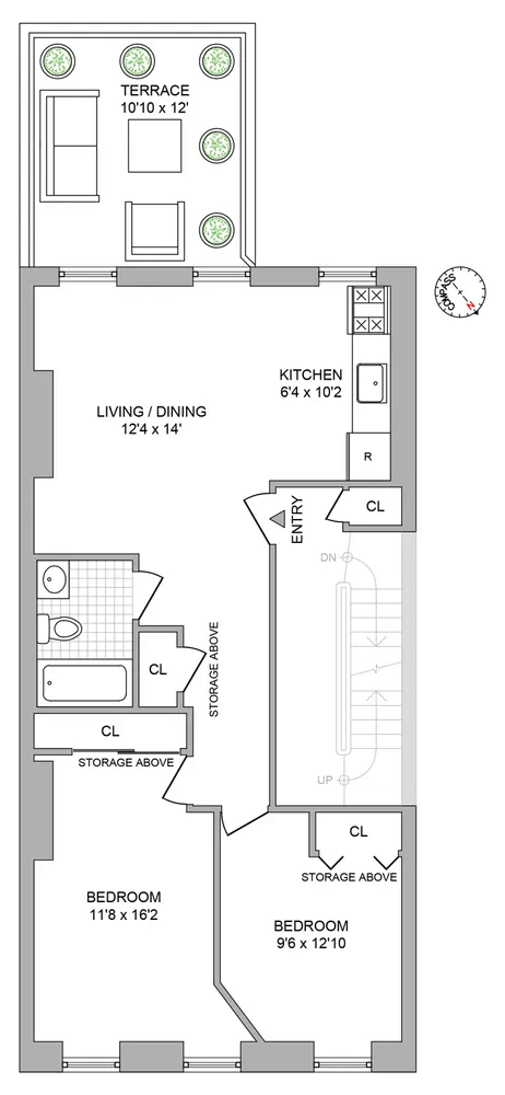 floorplan of apt 3 at 414 Madison Street