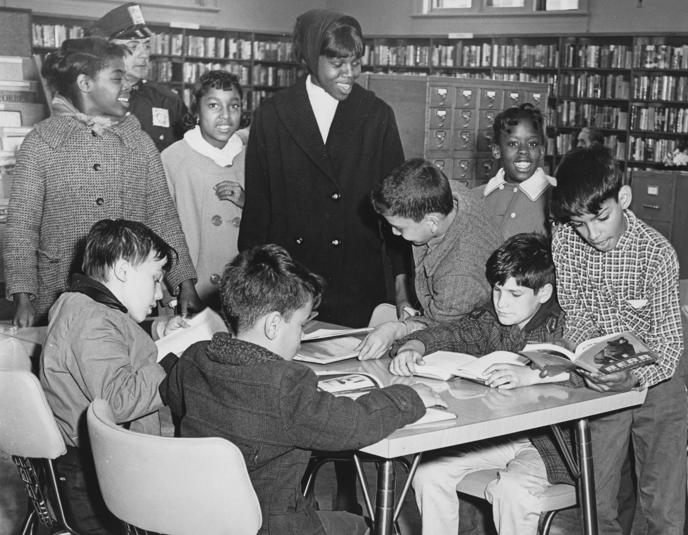 children at library