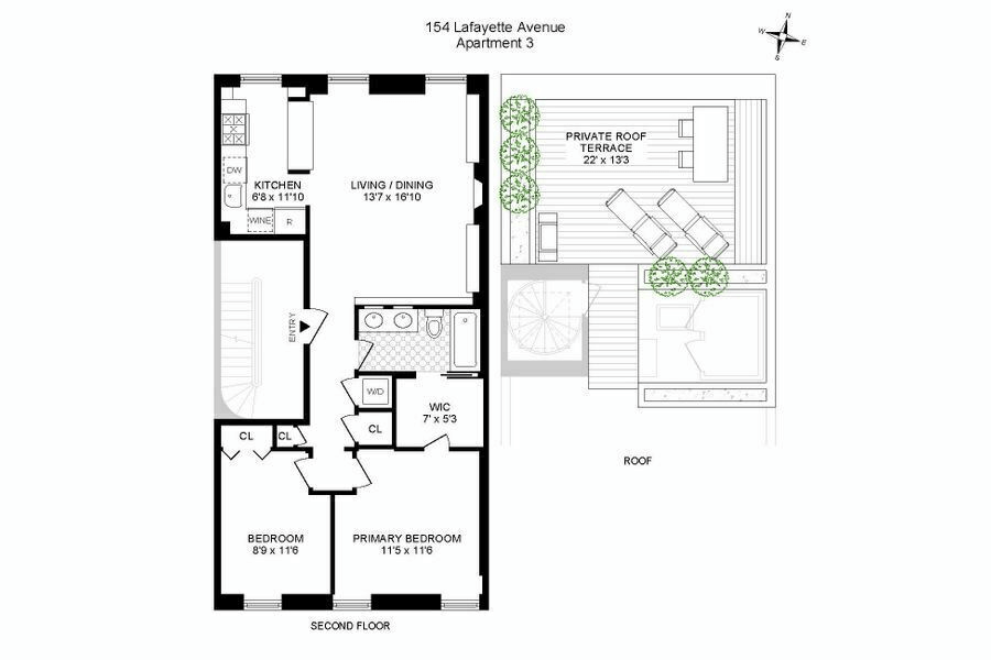 floorplan of apt 3 at 154 lafayette avenue