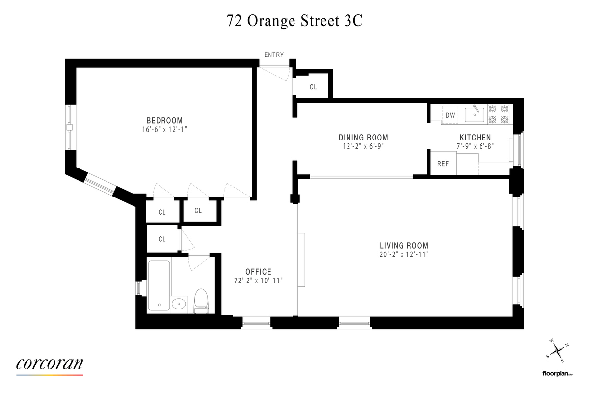 floorplan of apt 3c at 72 orange street