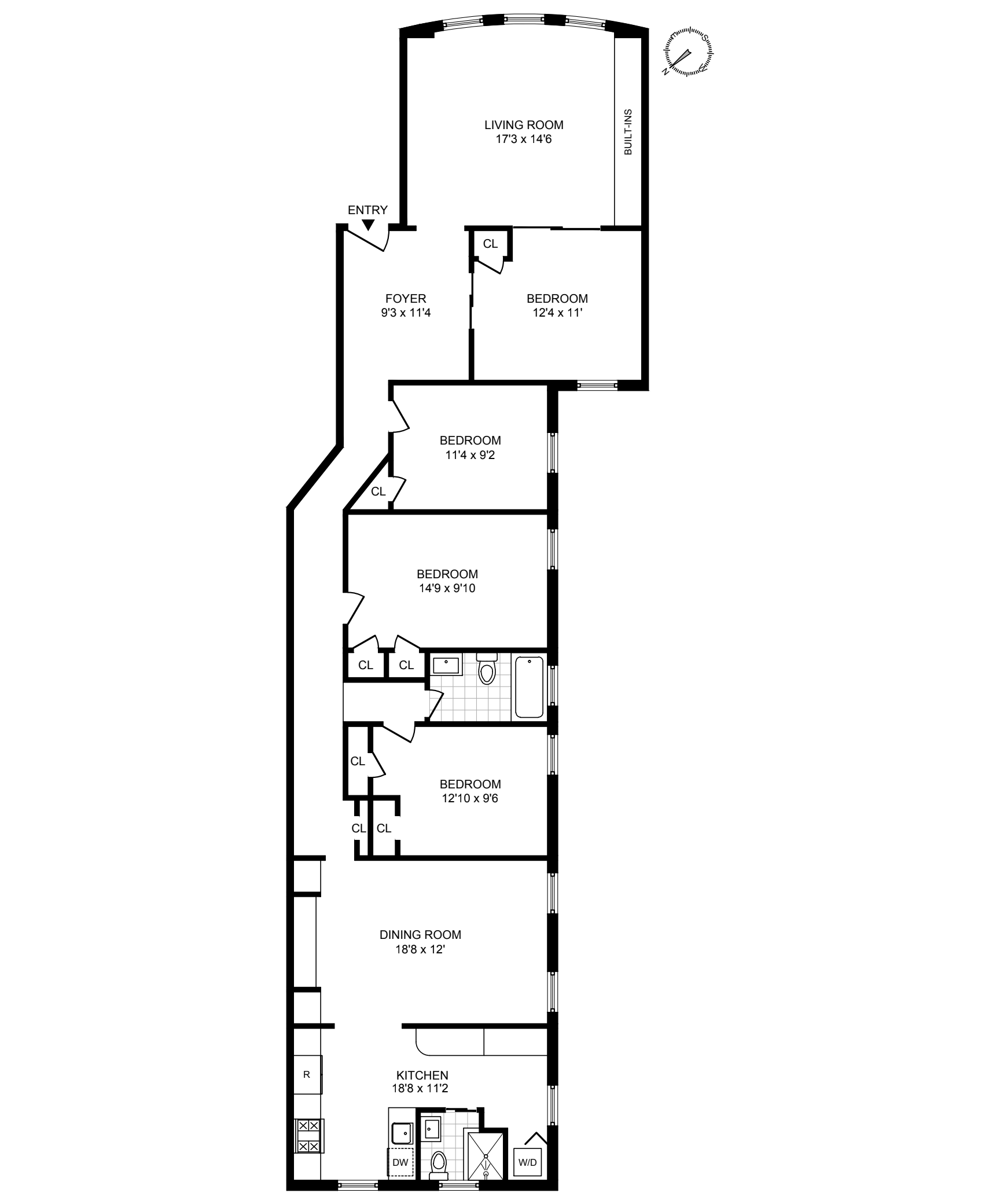 floor plan of unit 2l at 86 prospect park west