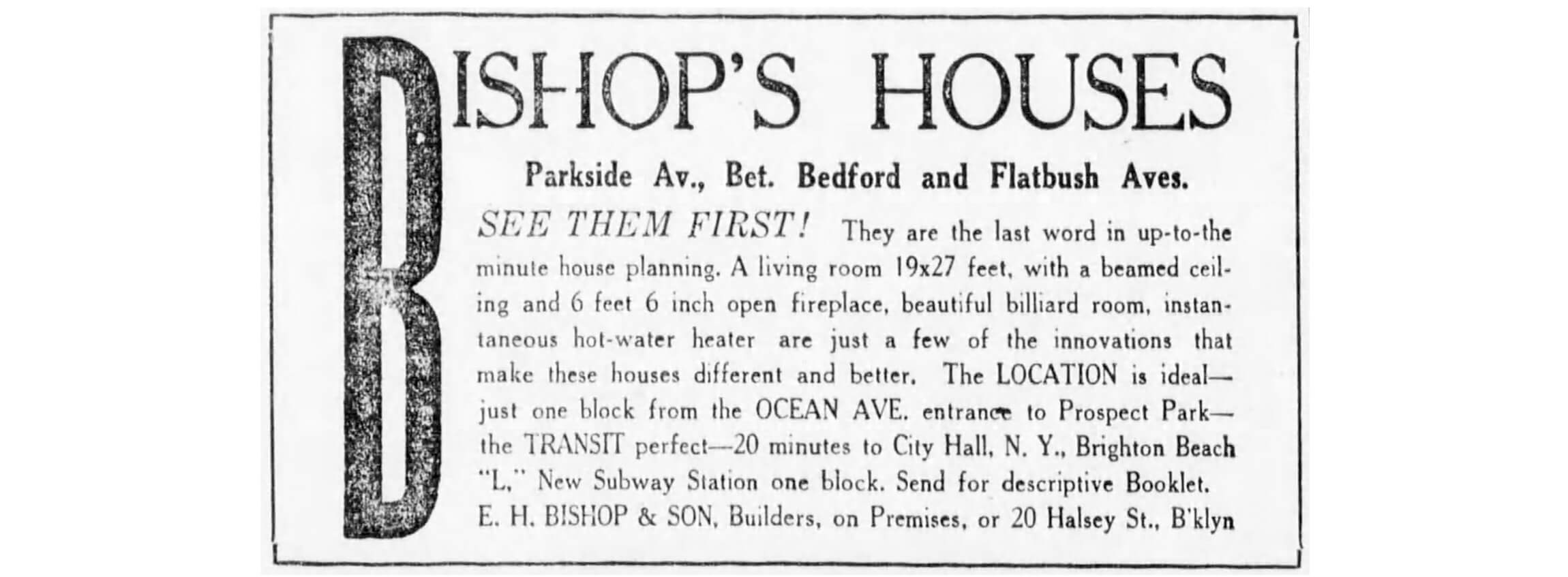 a historic ad for the houses