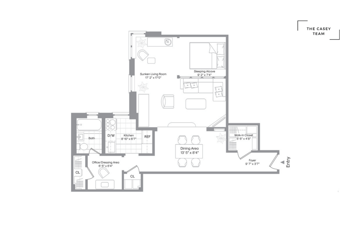 floorplan of unit 1d at 230 park place