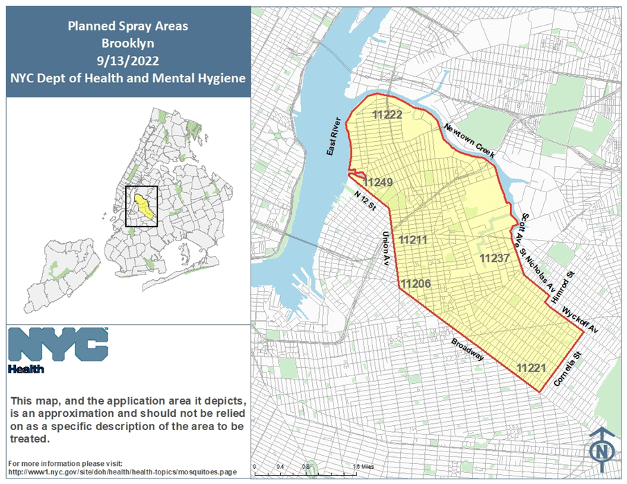 map of spraying areas in brooklyn