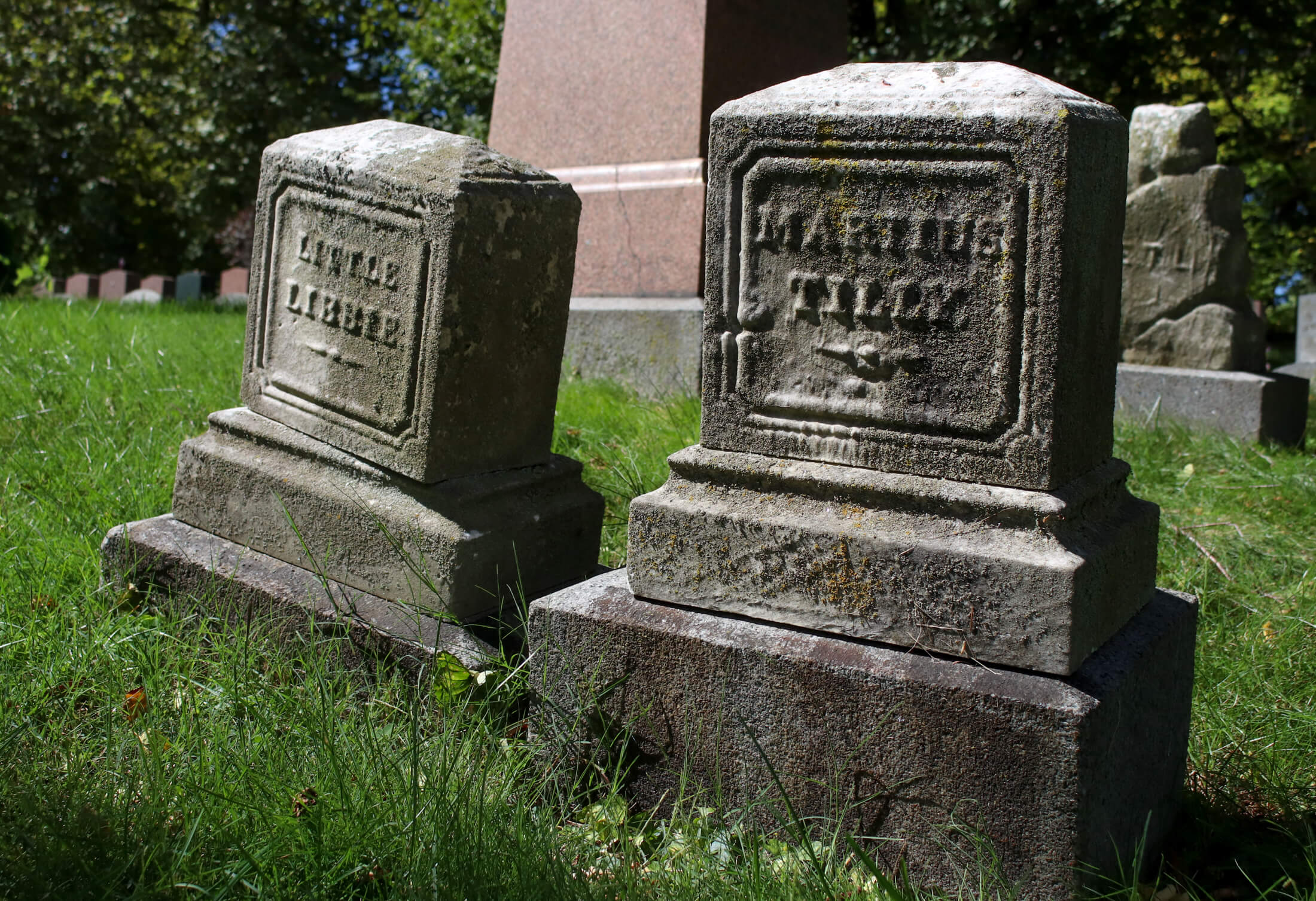 graves of libbie and martius tilly at greenwood cemetery