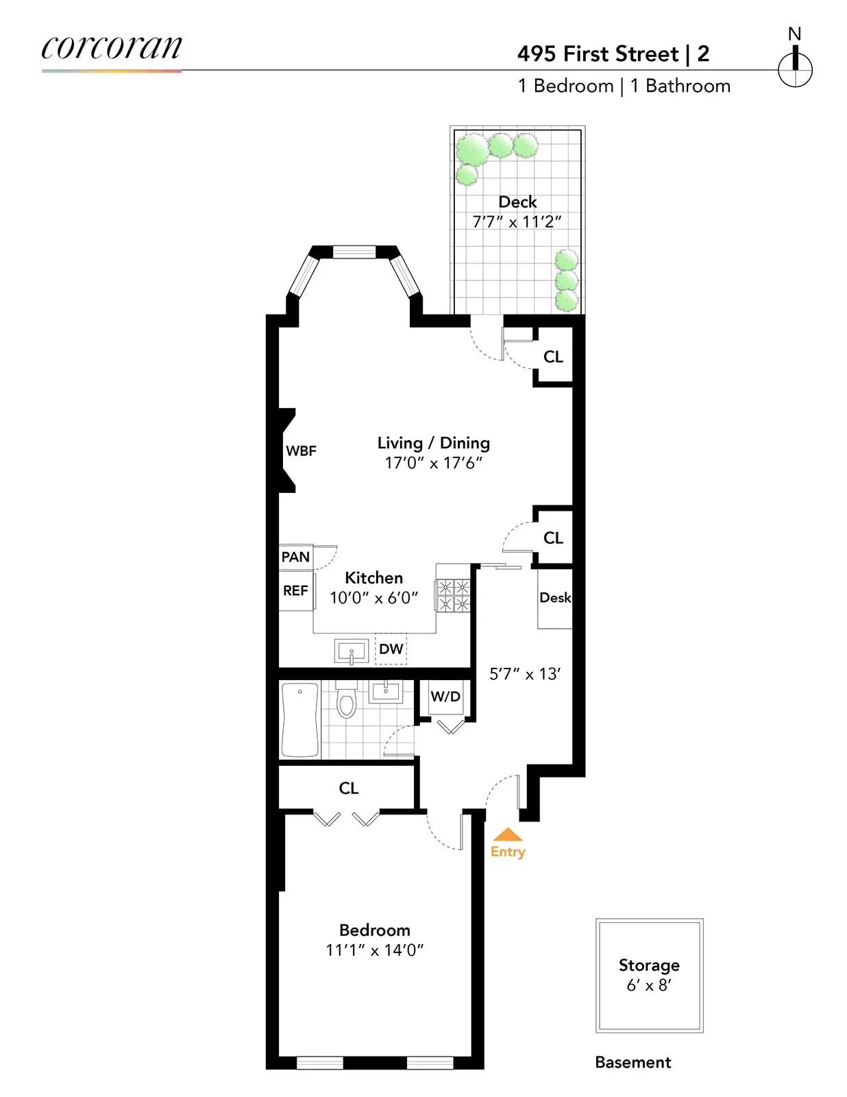 floorplan of unit 2 at 495 1st street in park slope brooklyn