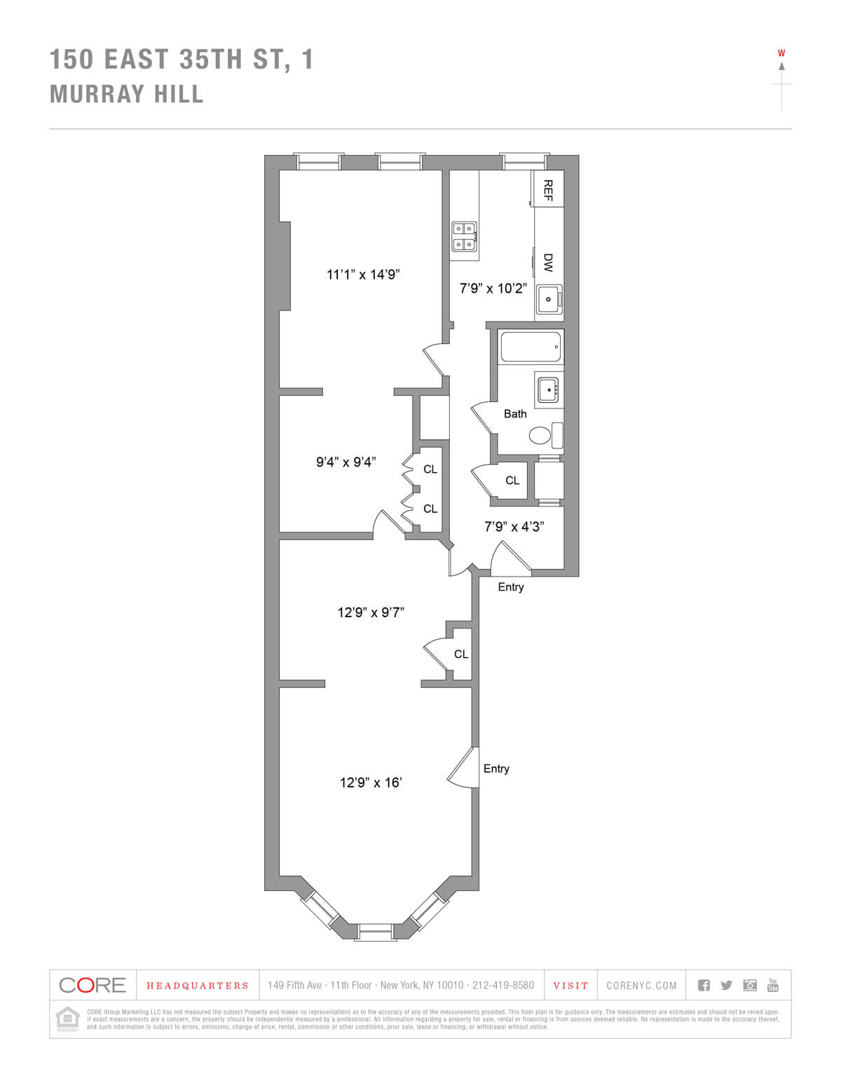 floorplan of unit 1 in 150 east 35th street