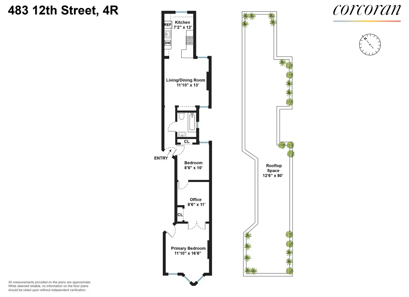 floorplan of apt 4r at 483 12th street