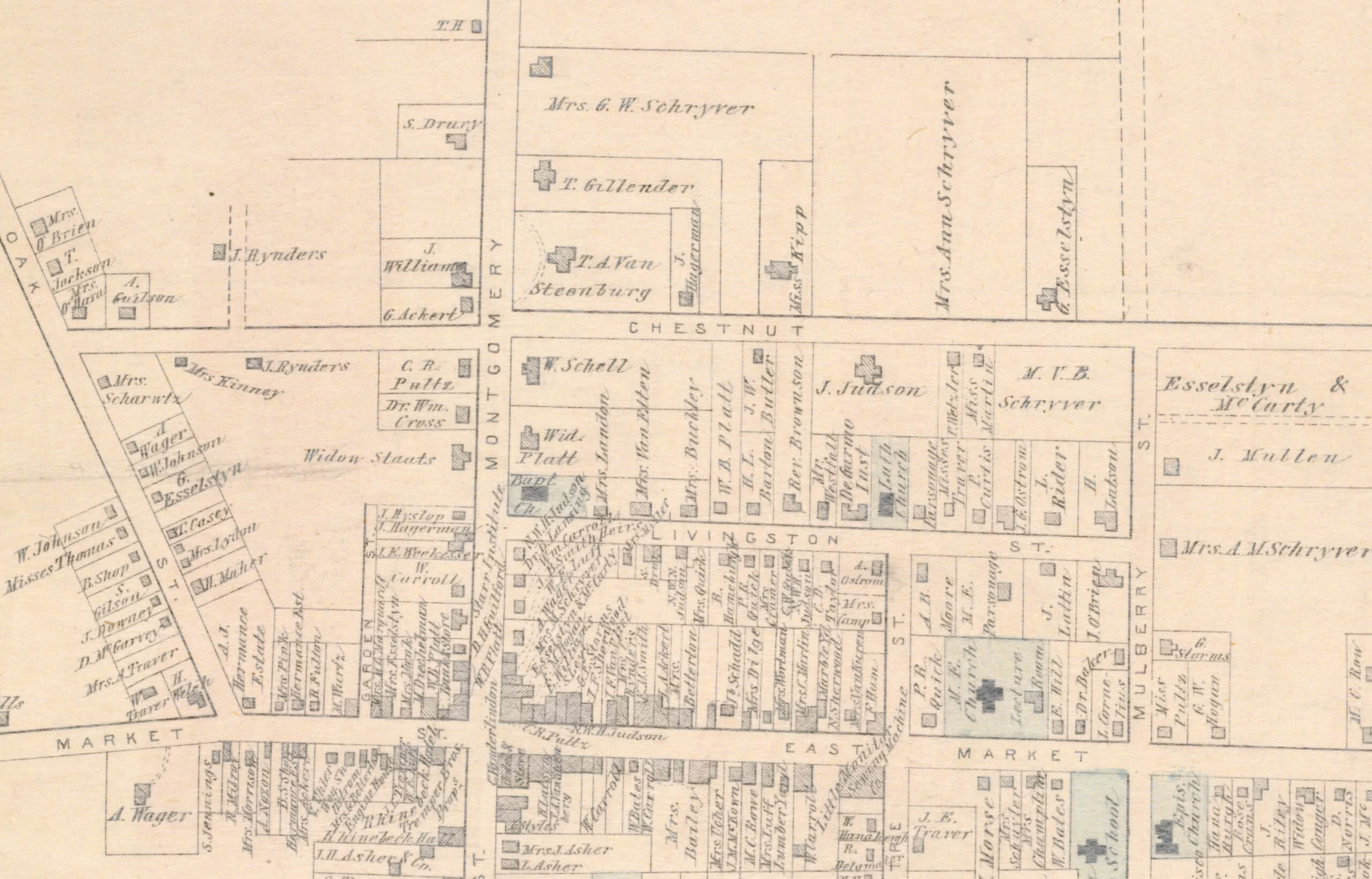map of rhinebeck in 1876