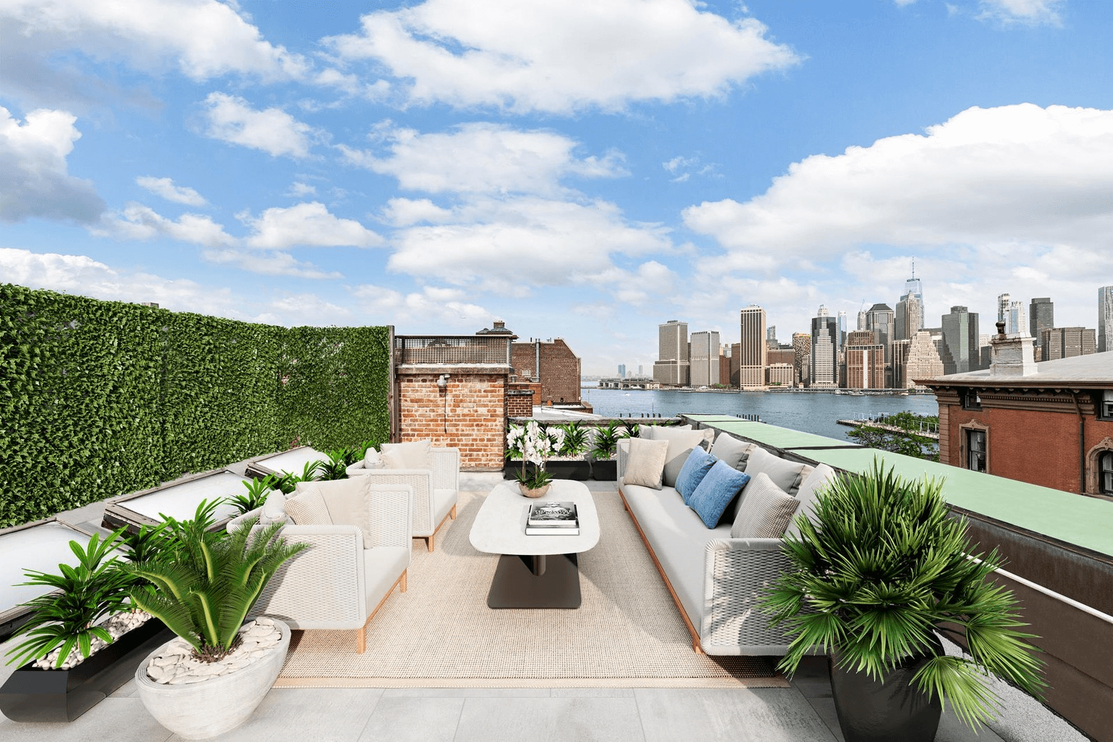 virtually staged roof deck of 20 remsen street