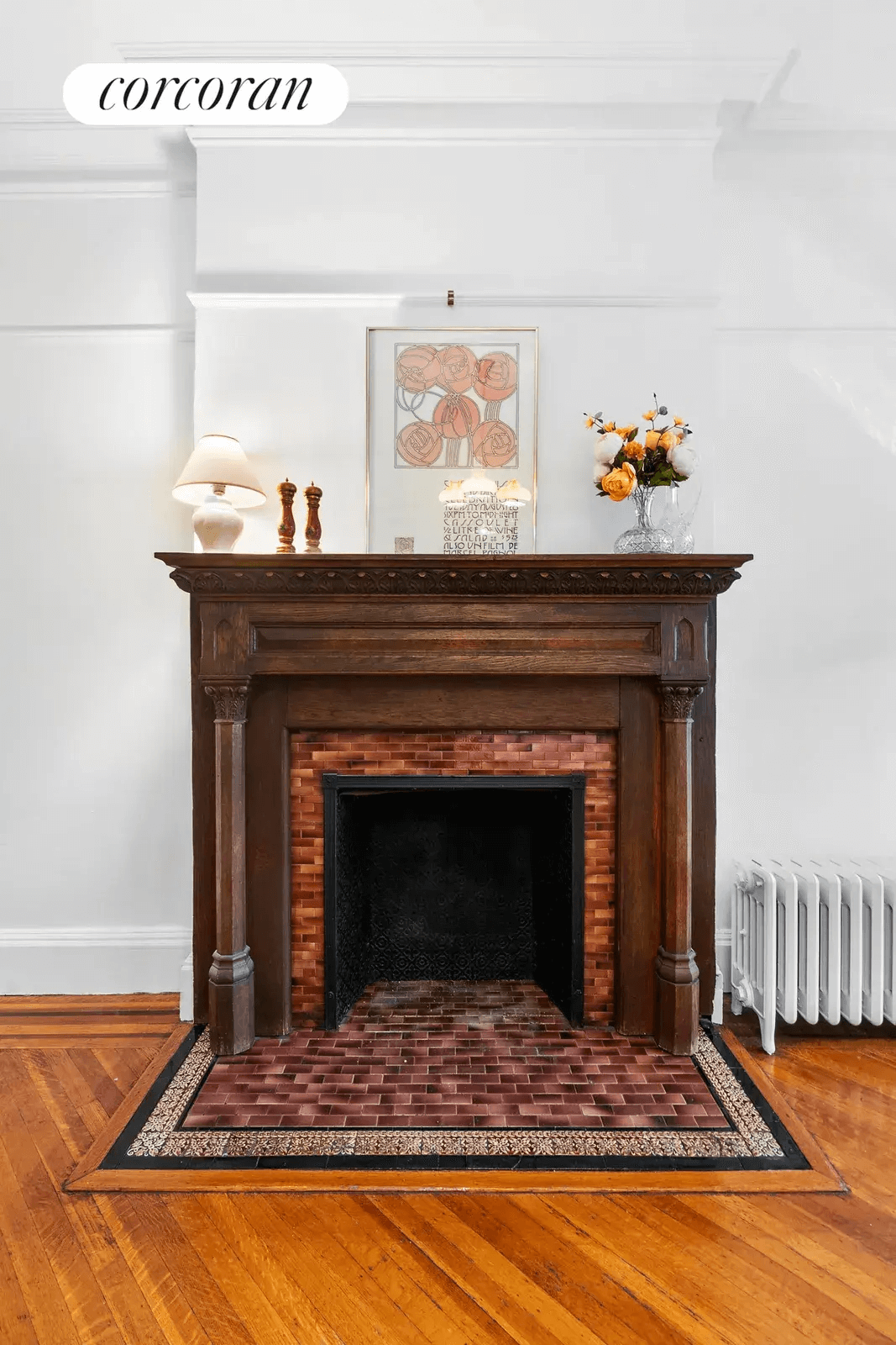 dining room mantel in 206 st james place