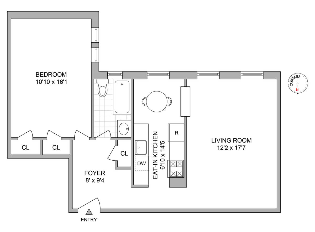 floorplan of unit 5r at 345 montgomery street