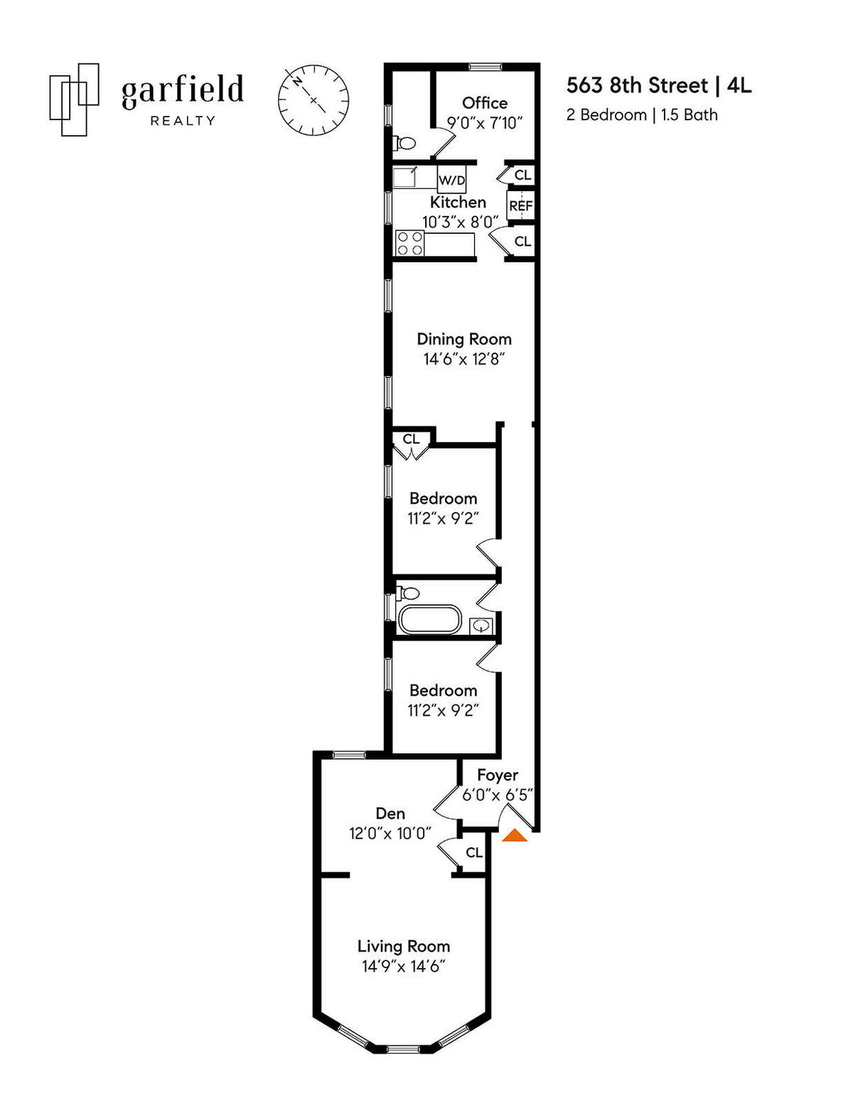 floorplan of unit 4l in 563 8th street