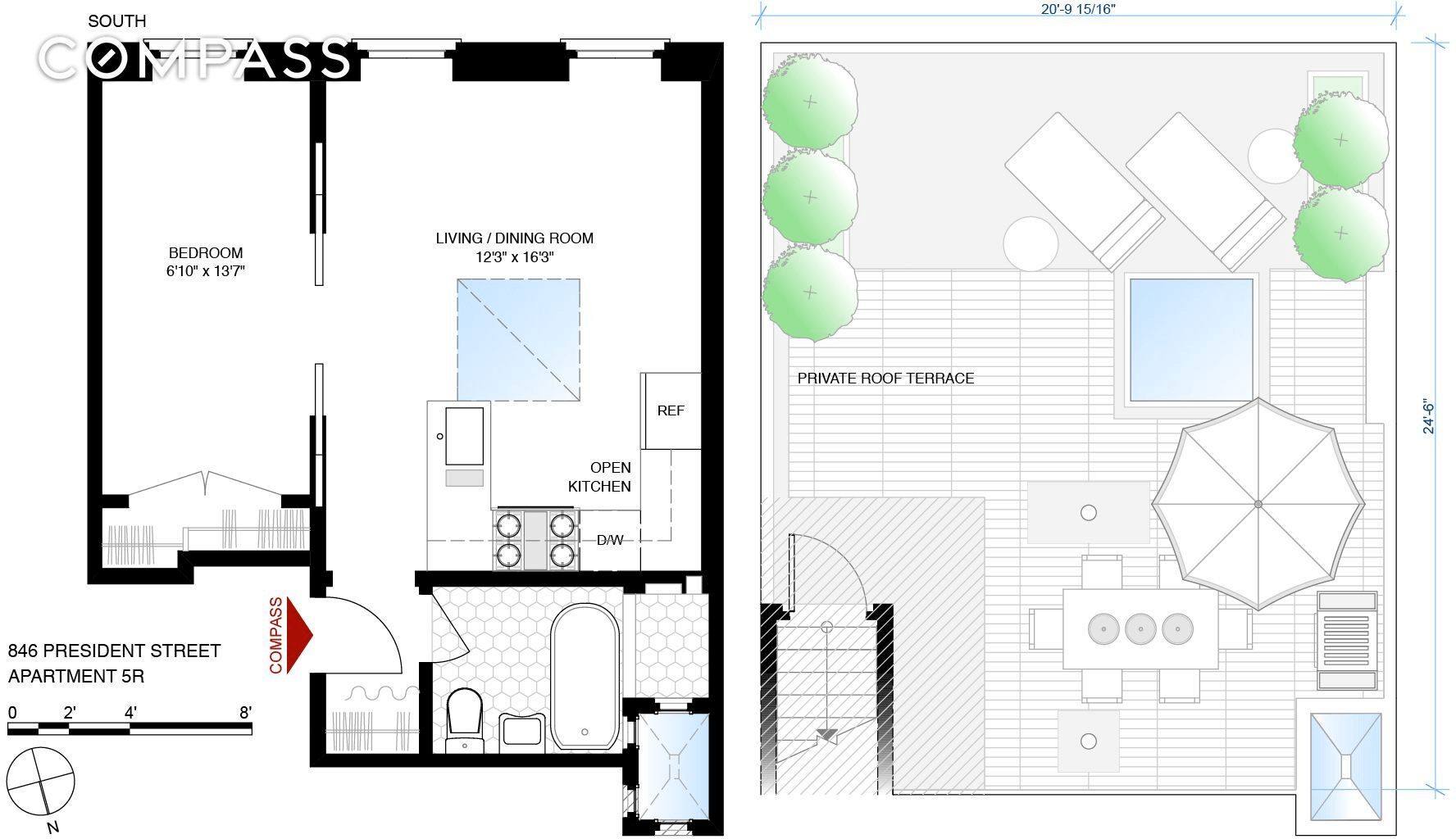floorplan of 846 president street unit 5r