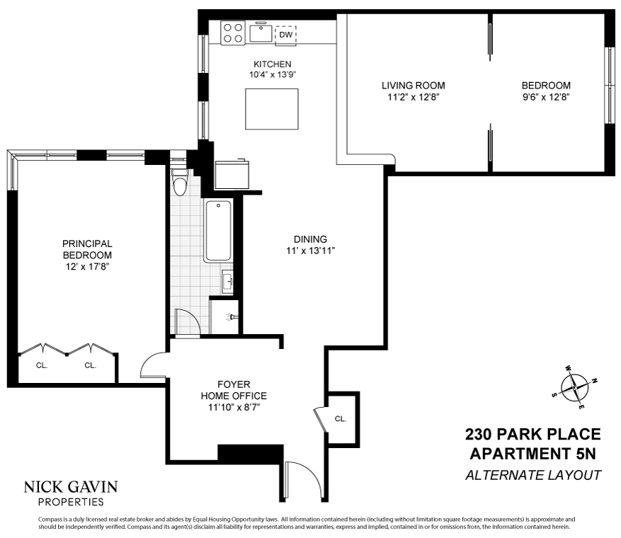 proposed floorplan of apt 5n in 230 park place