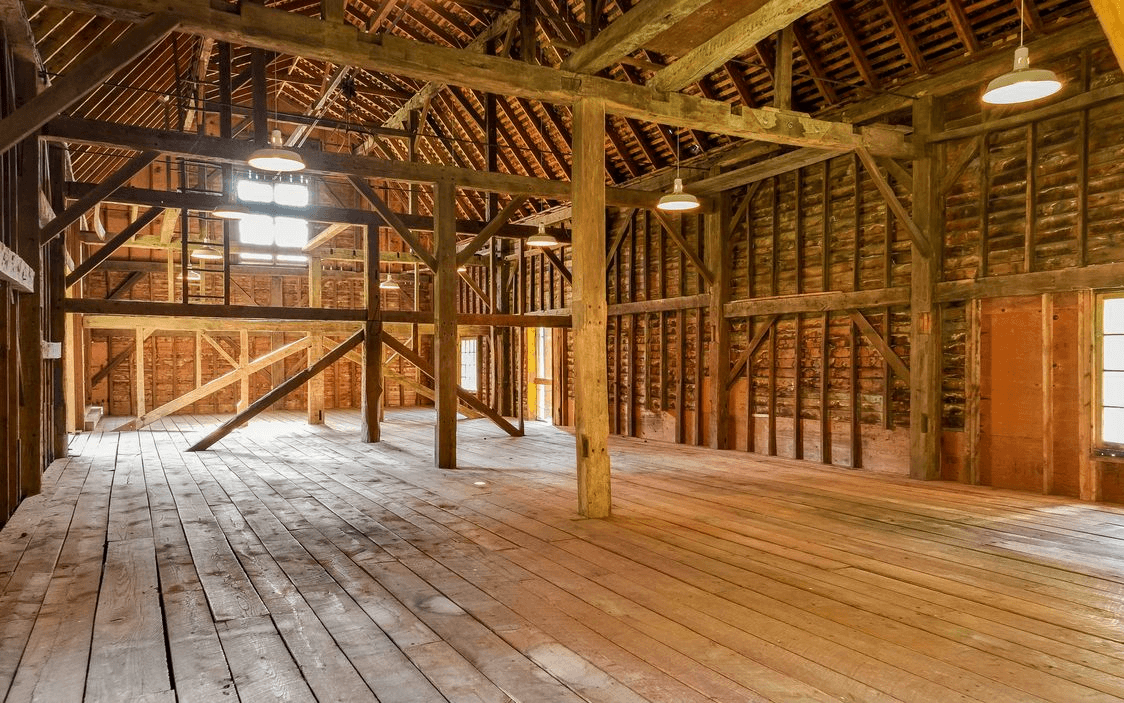 interior of the barn at the crane house in somers ny