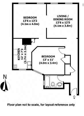 floorplan of apartment 3b at 116 cambridge place