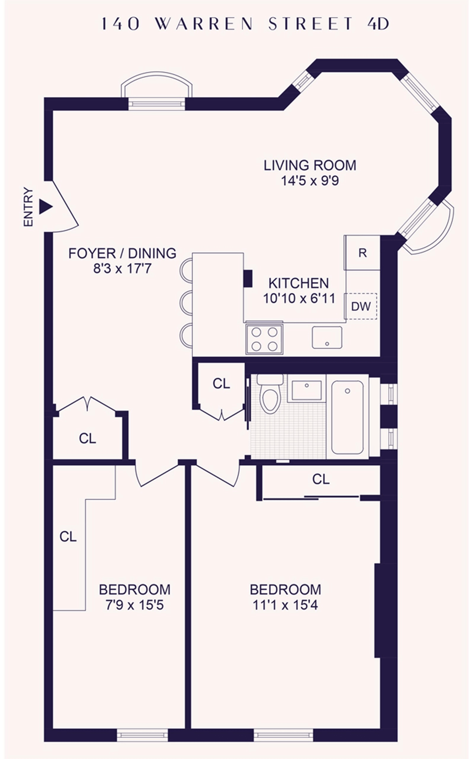 floorplan of apt 4d in 140 warren street