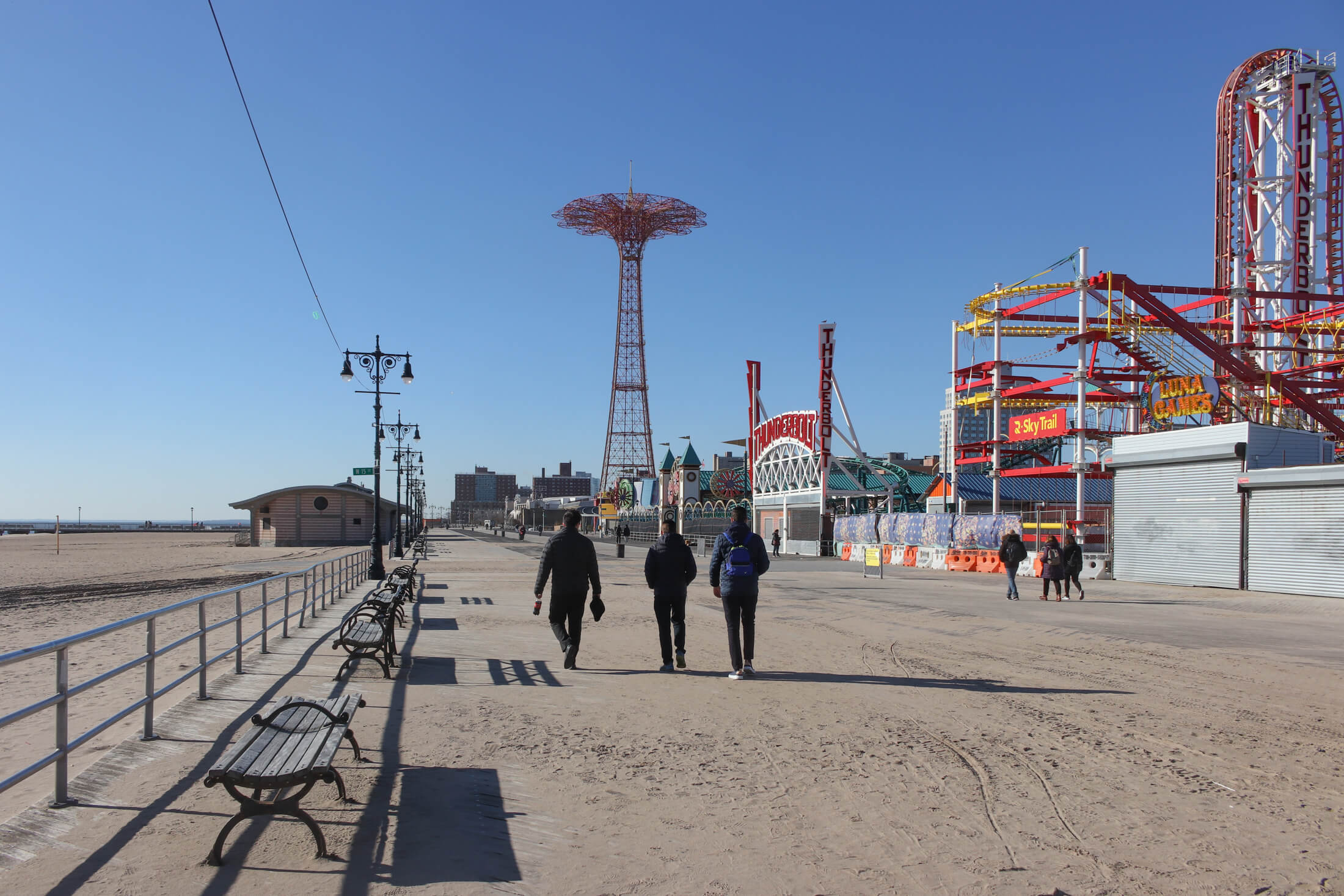 coney island boardwalk in winter