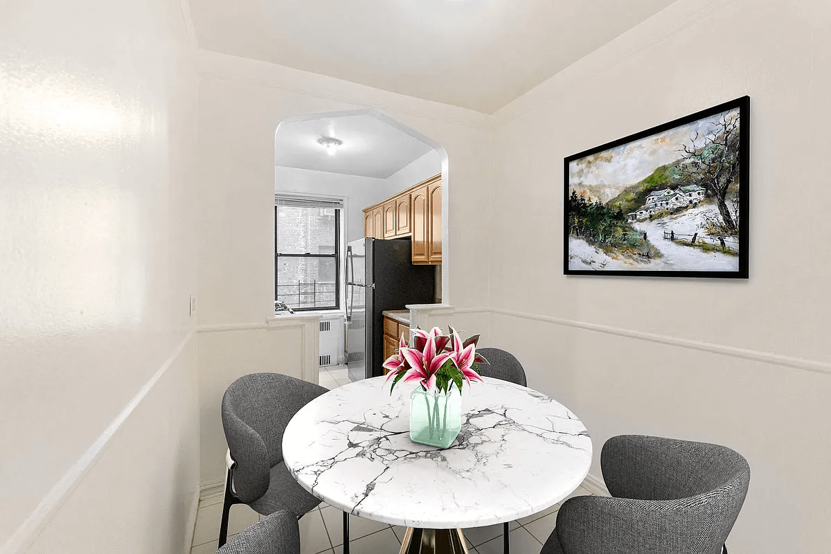 virtually staged dining room of unit 3J in 125 hawthorne street