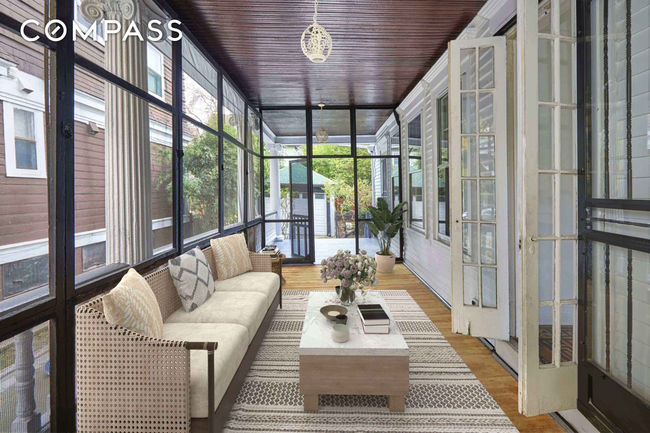 virtually staged enclosed porch of 144 westminster road