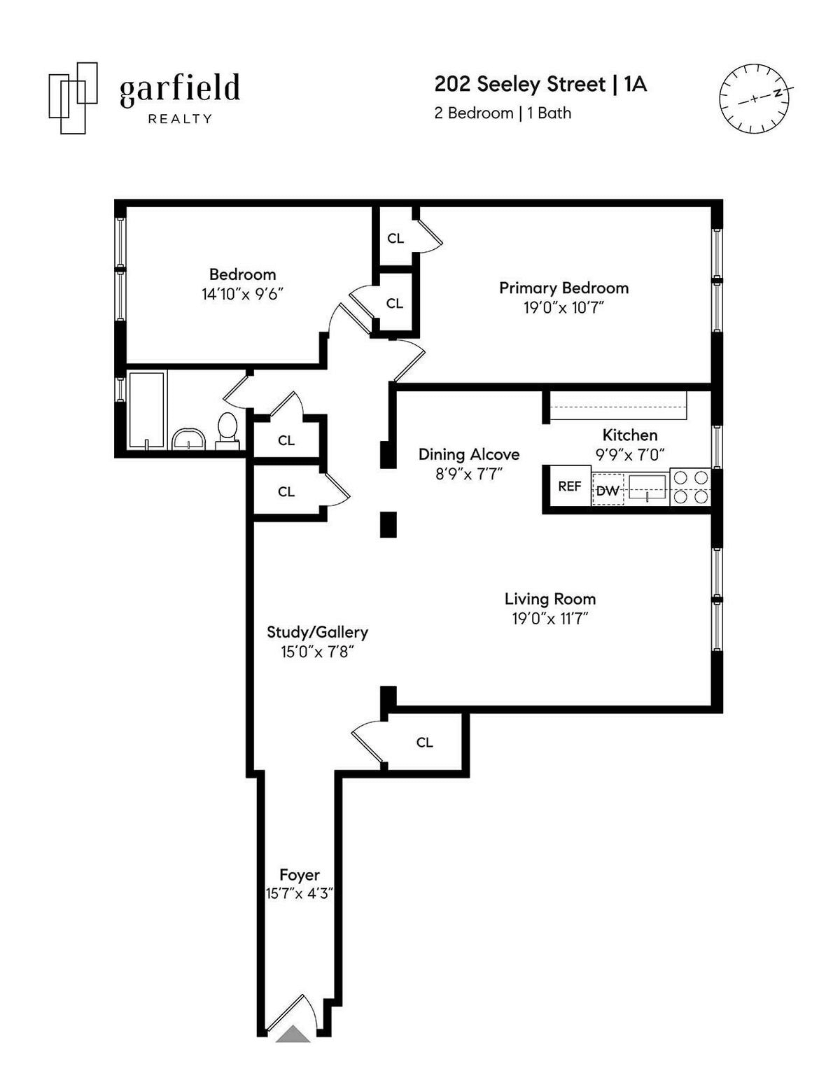 floorplan of unit 1a in 202 seeley street