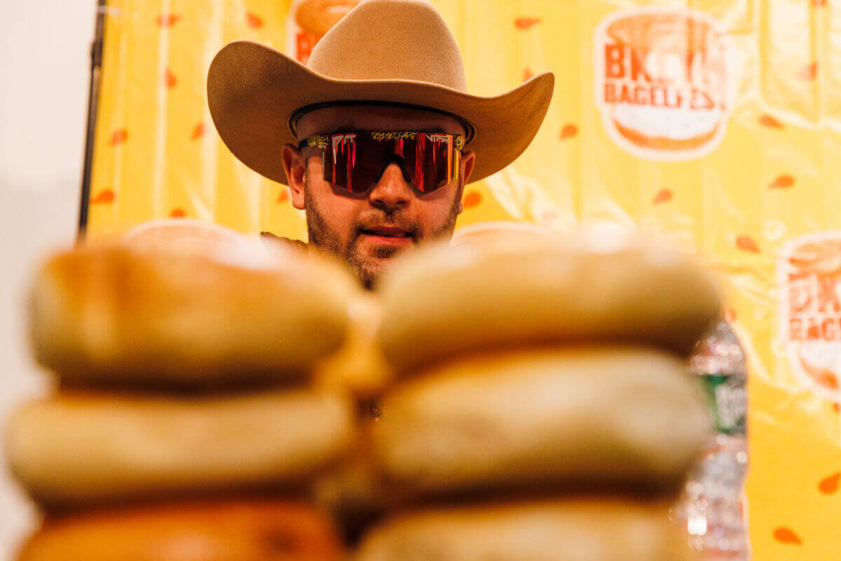 a stack of bagels