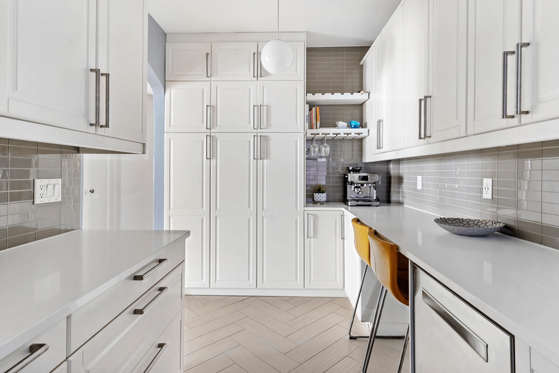 kitchen with bar seating in apt 4C in 385 argyle road