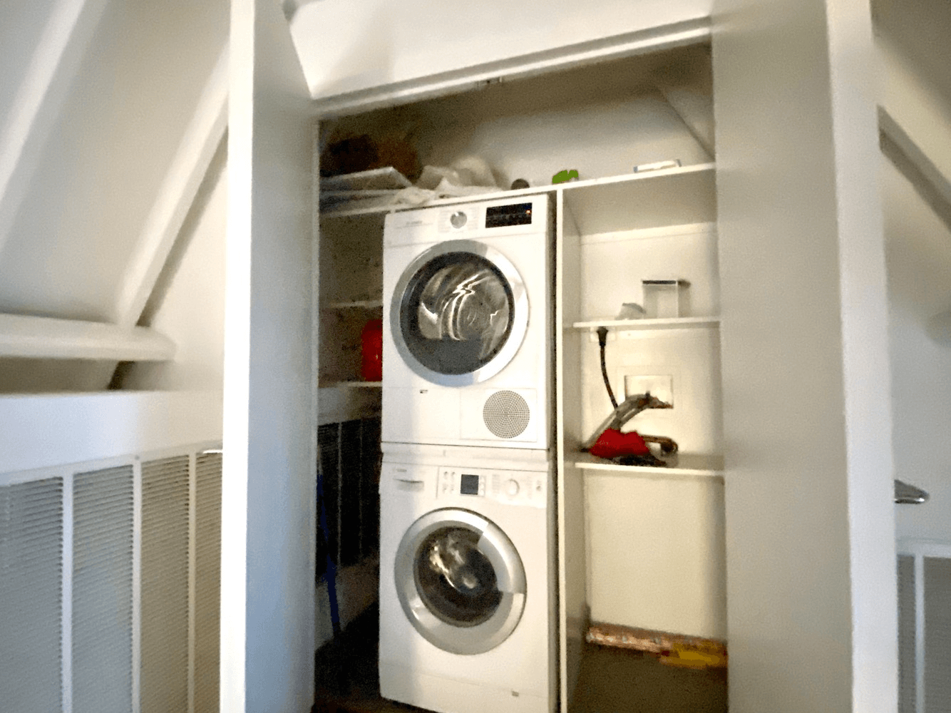 in-unit laundry in a closet