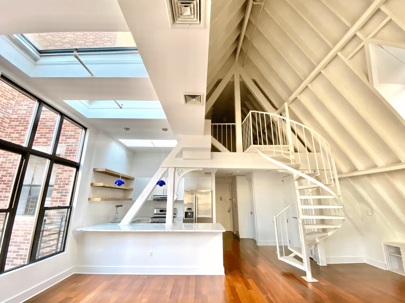 view of spiral staircase