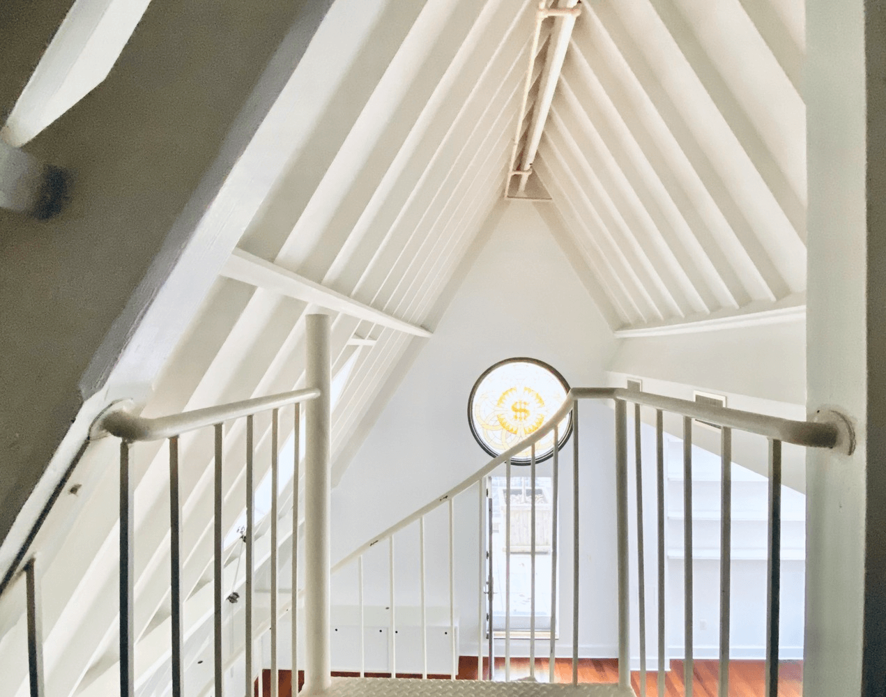 view from loft to living room