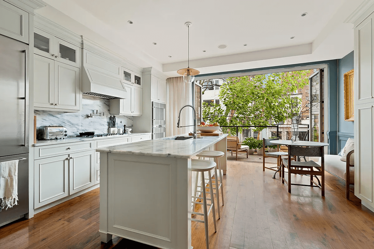 kitchen with doors open to deck