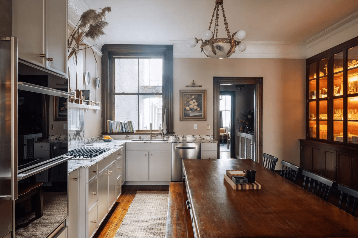 kitchen with white cabinets