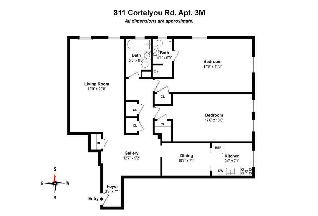 floorplan with two bedrooms and two bathrooms