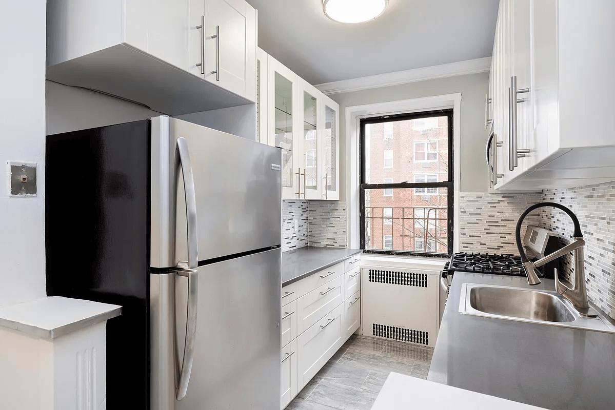 kitchen with white cabinets