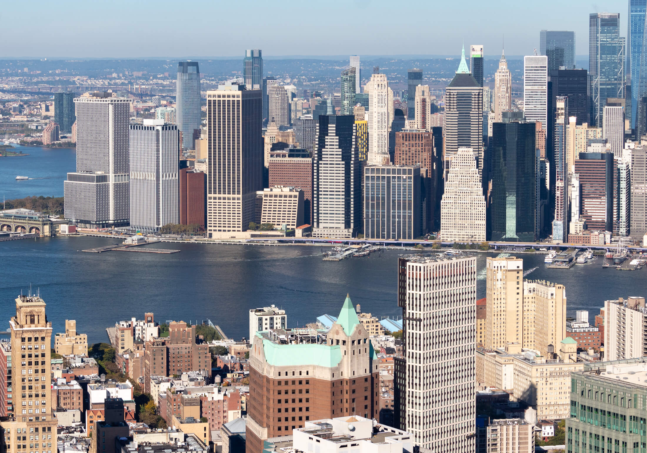 a view of the manhattan skyline from brooklyn