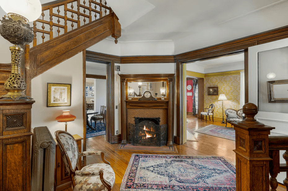 fireplace in entry
