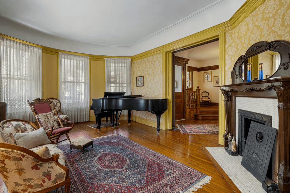 parlor with mantel