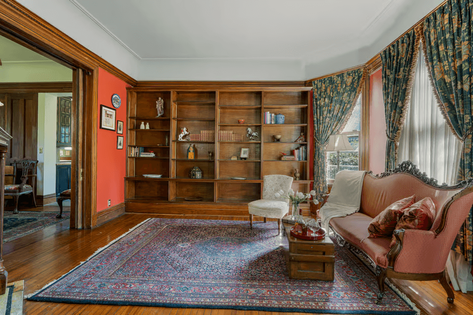 parlor with bookshelves
