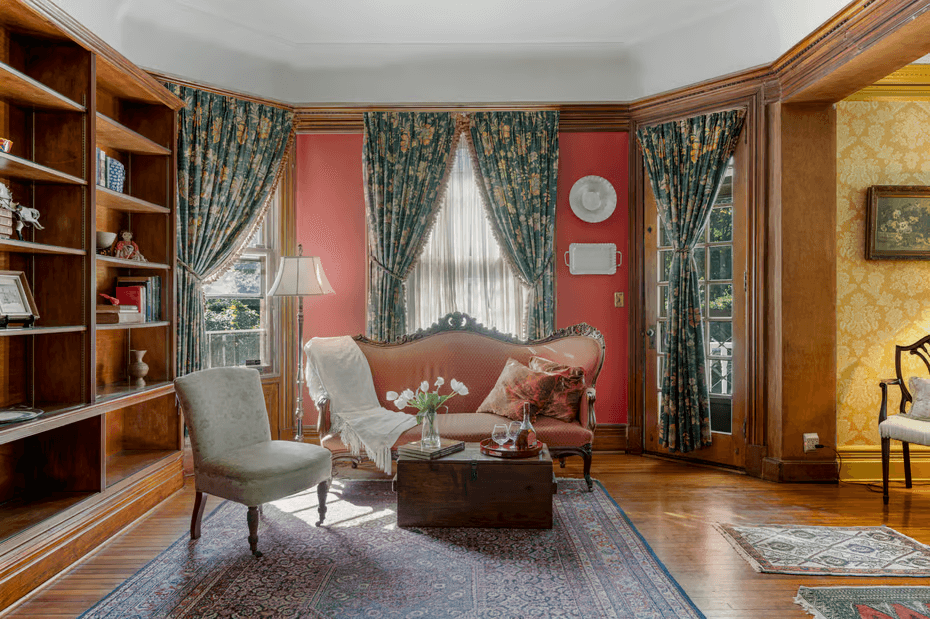 parlor with bookshelves