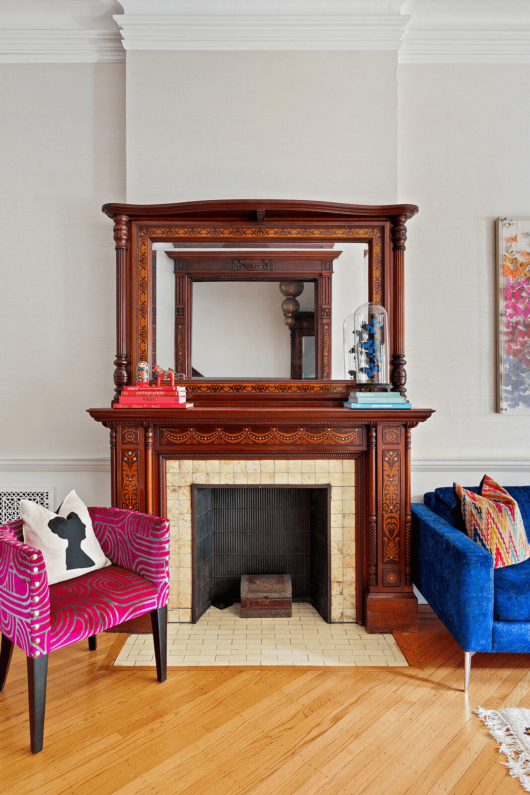 mantel in parlor of 854 president street