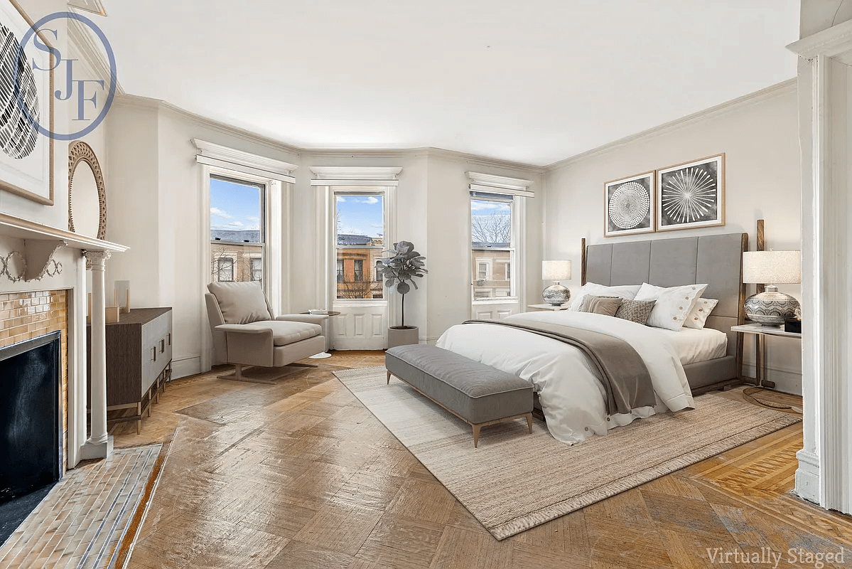 virtually staged bedroom at 160 midwood street
