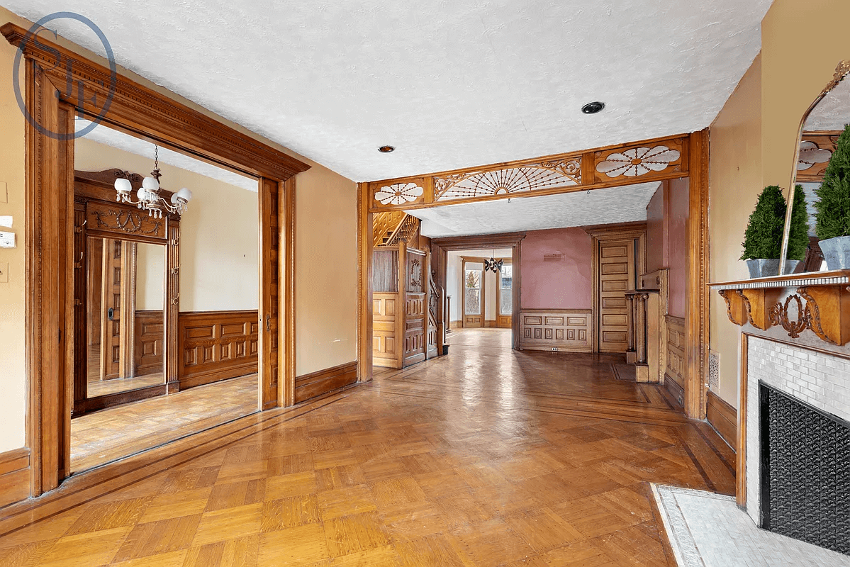 parlors with fretwork and mantels in 160 midwood street