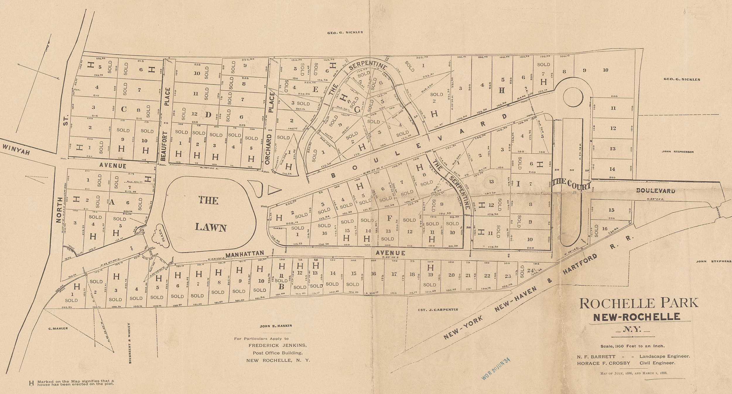 map showing the lots of the development